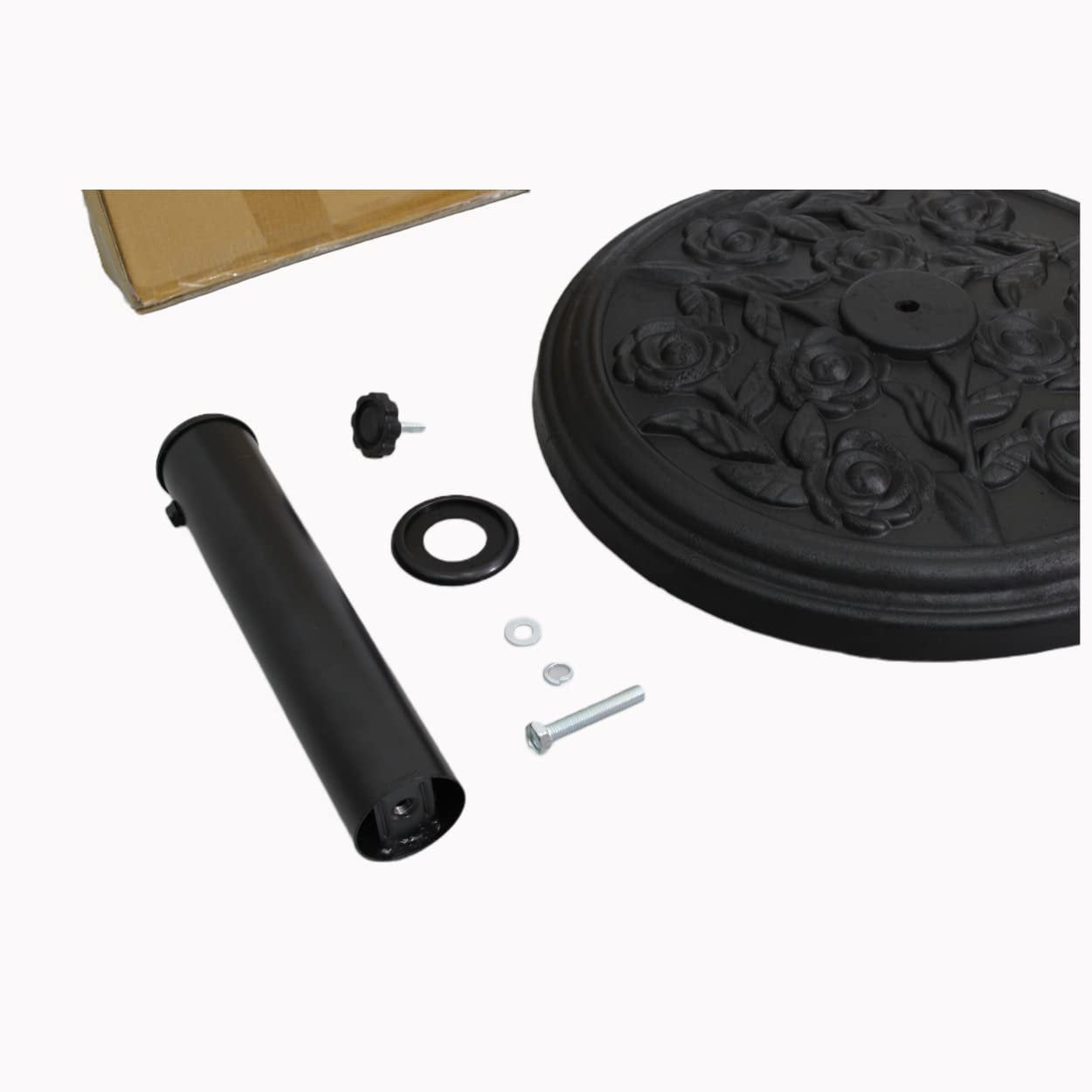 S4O Heavy Duty Round Outdoor Patio Pool Umbrella Base Stand w/ Black Rose Design