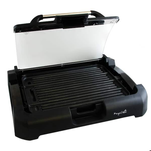 Reversible Indoor Grill and Griddle with Removable Glass Lid
