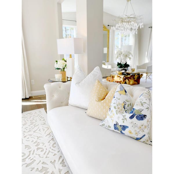 Sloane Alabaster 30 in. White/Brass Gold Table Lamp with Off-White Shade