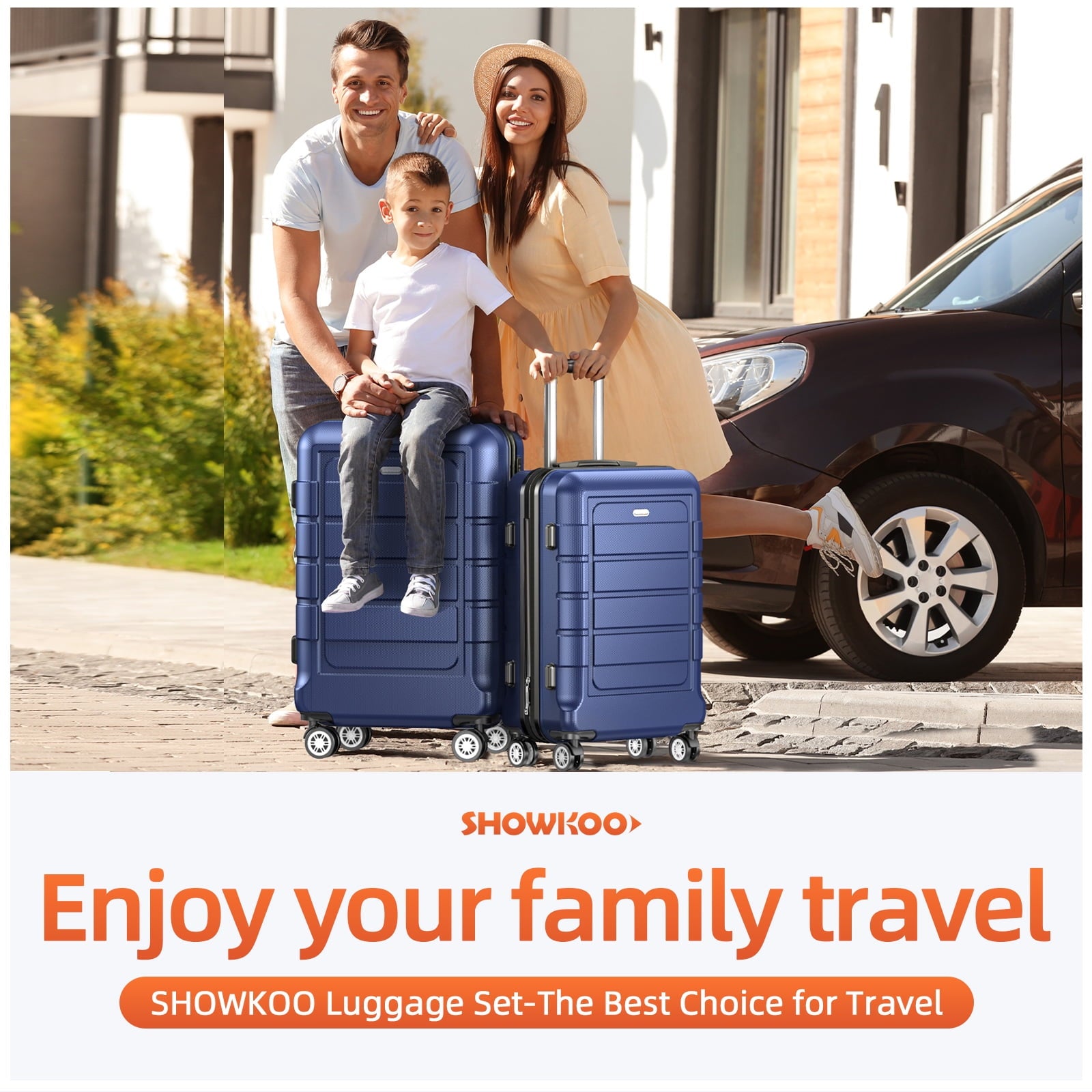 SHOWKOO 3 Piece Luggage Set Expandable ABS Hard Shell luggage Set Double Spinner Wheels Suitcase