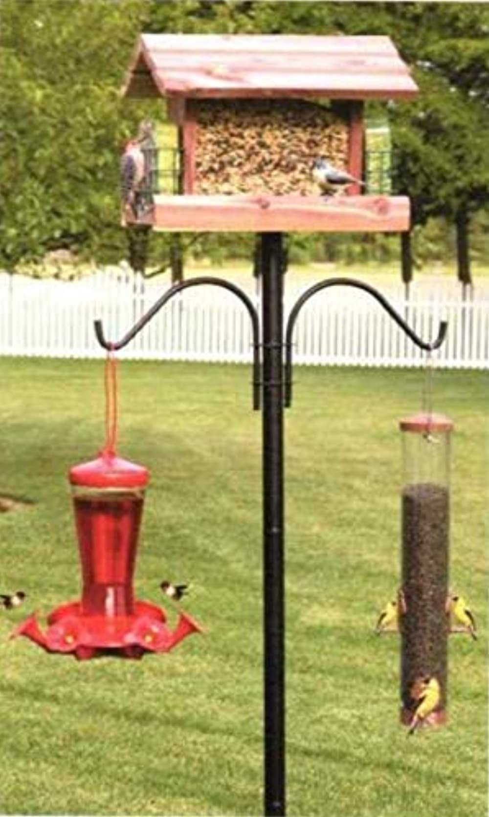 Pennington Premium Wild Bird Feeder Pole Plus, 5 feet Installed Height, Black