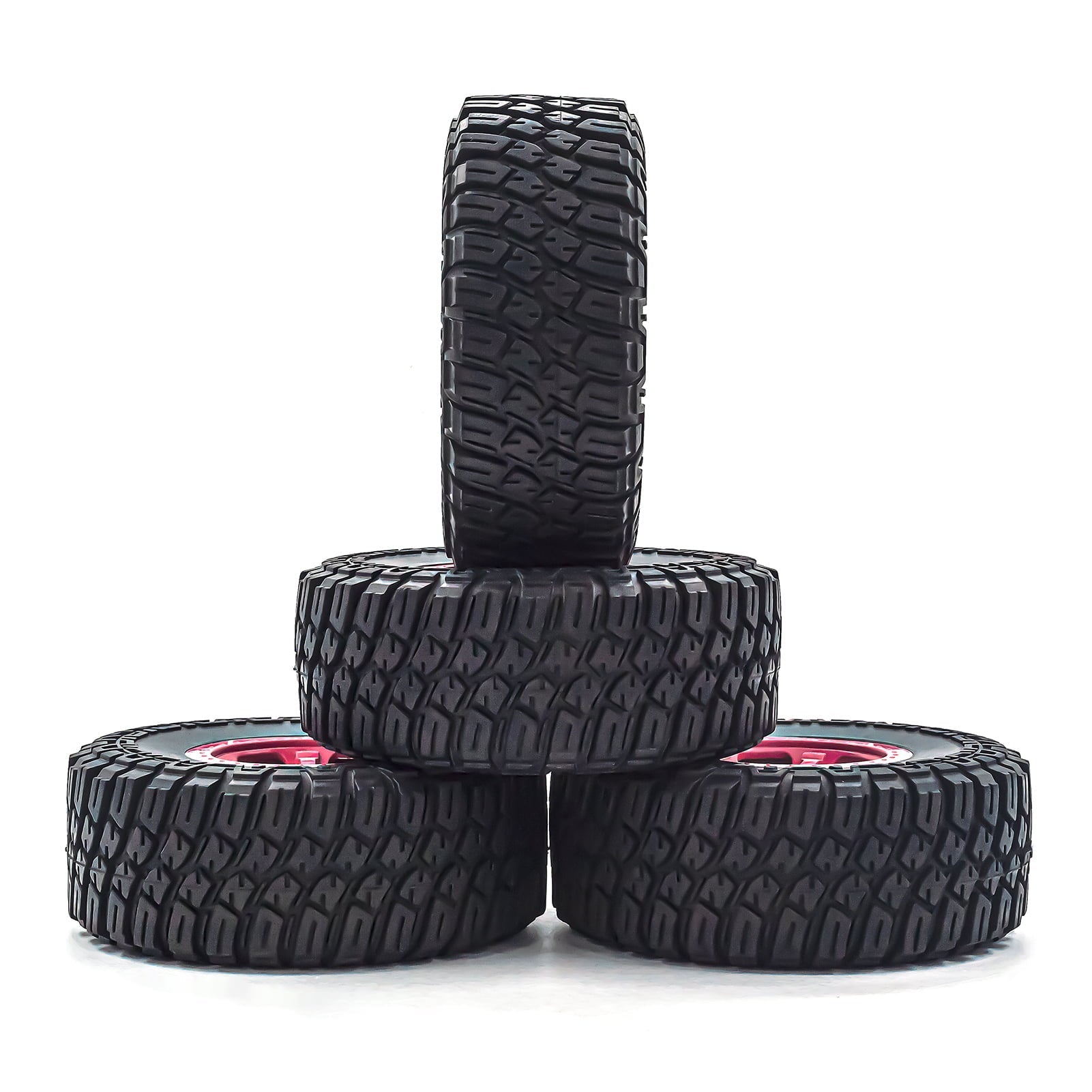 RC Crawler Rubber Tires RC Car Tires 4pcs 12mm Hex Replacement for 1/10 RC Short Course Truck