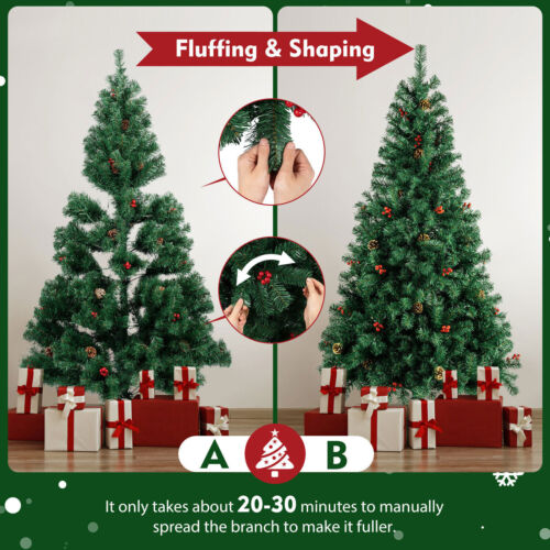 6ft Artificial Christmas Tree Xmas Party Home Holiday Decoration w/ LED Lights