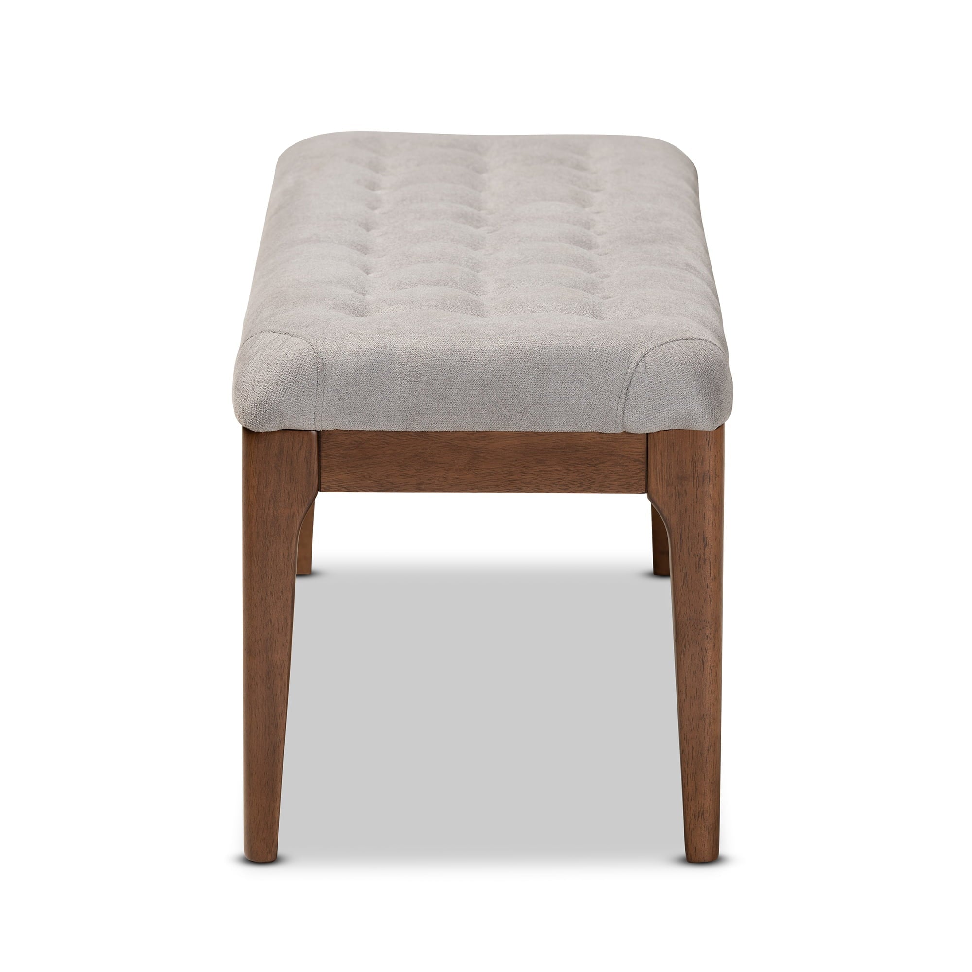 Baxton Studio Walsh Upholstered Bench, Grey and Walnut Brown