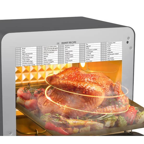1650 W 6-Slice Black Stainless Steel Air Fryer Toaster Oven 26 qt. Steam Convection Countertop Oven 50-Cooking Presets