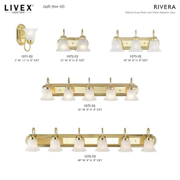Riviera 2 Light Polished Brass Bath Vanity Light