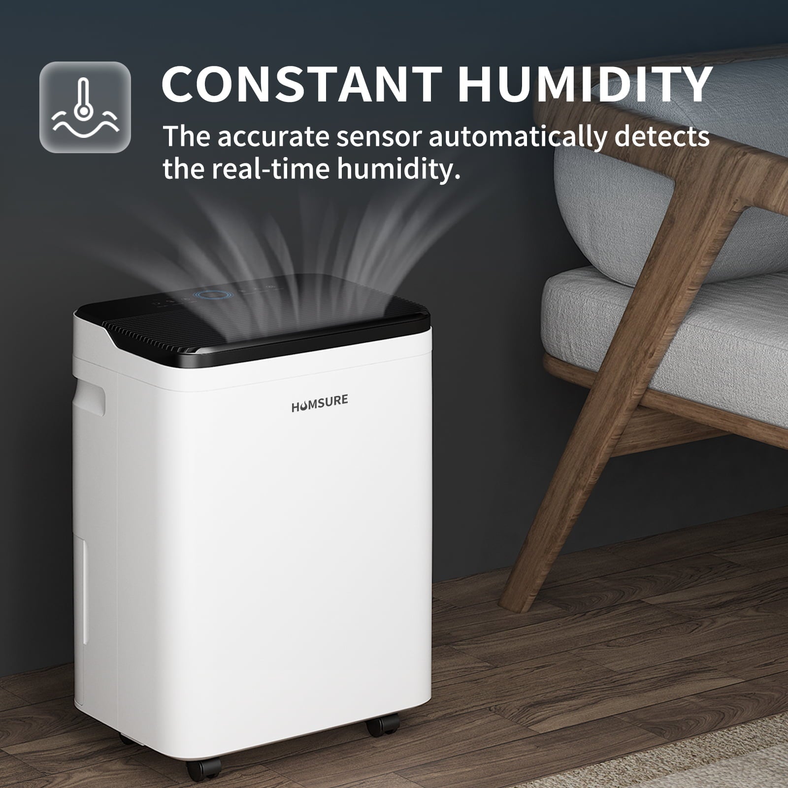 HUMSURE Dehumidifier 50 Pint Intelligent Humidity Control, 4,500 sq. ft. for Basements, Large Rooms, Bathrooms, Max Moisture Removal 70 Pints (95 