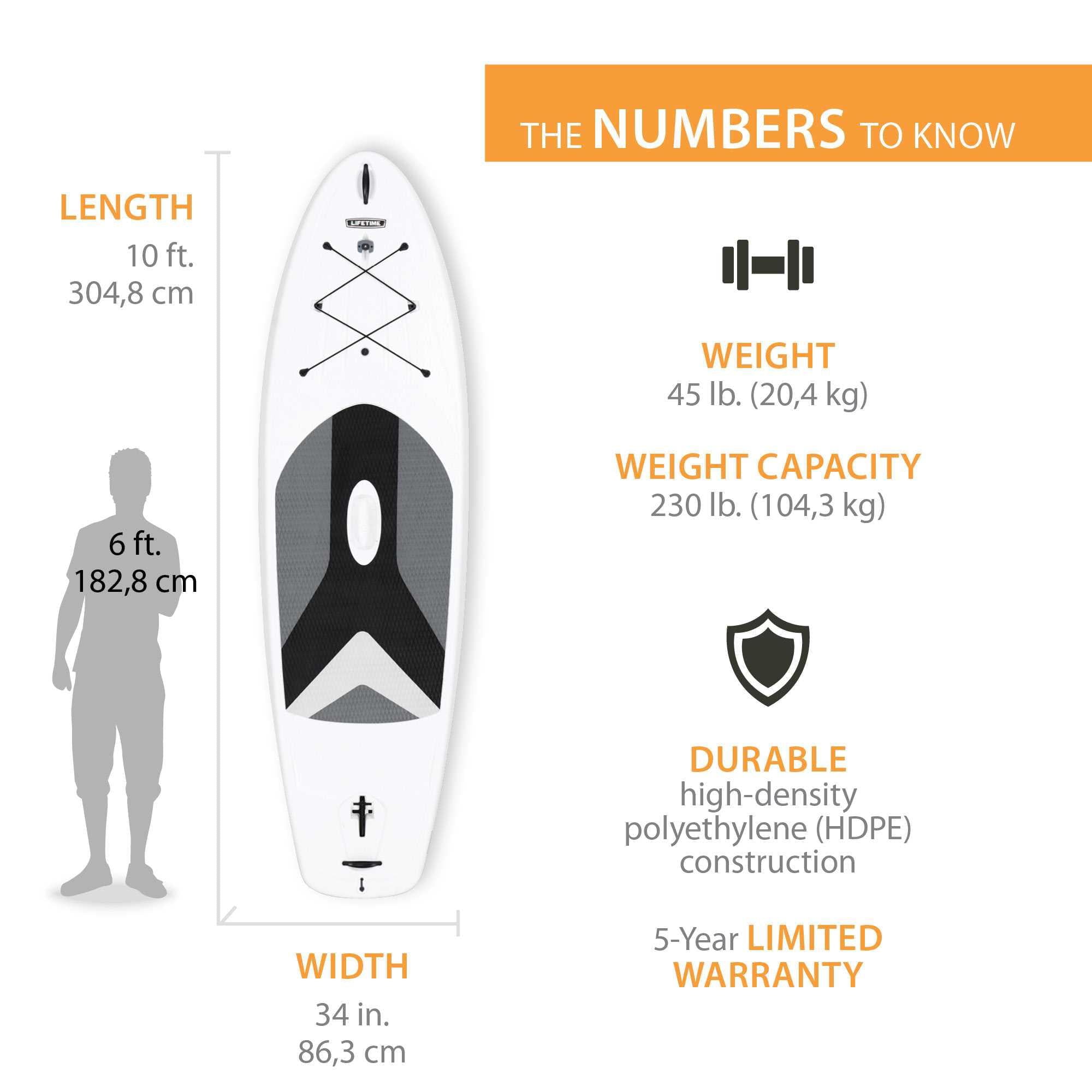 Lifetime Stand Up Paddle Board, Horizon 10' - White, Set of 2 - 90749