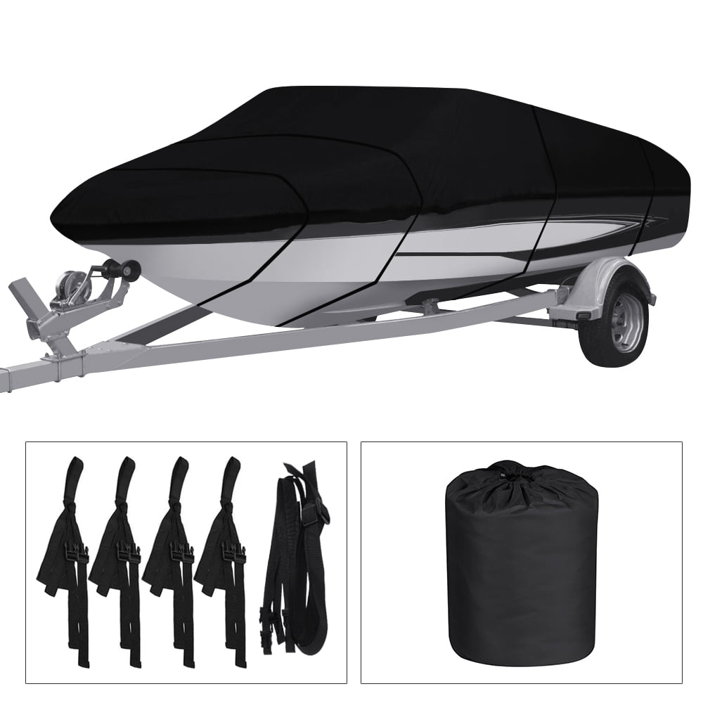 Waterproof 600D Marine Grade Heavy Duty Boat Cover Trailerable Fishing Ski Bass V-Hull Runabouts