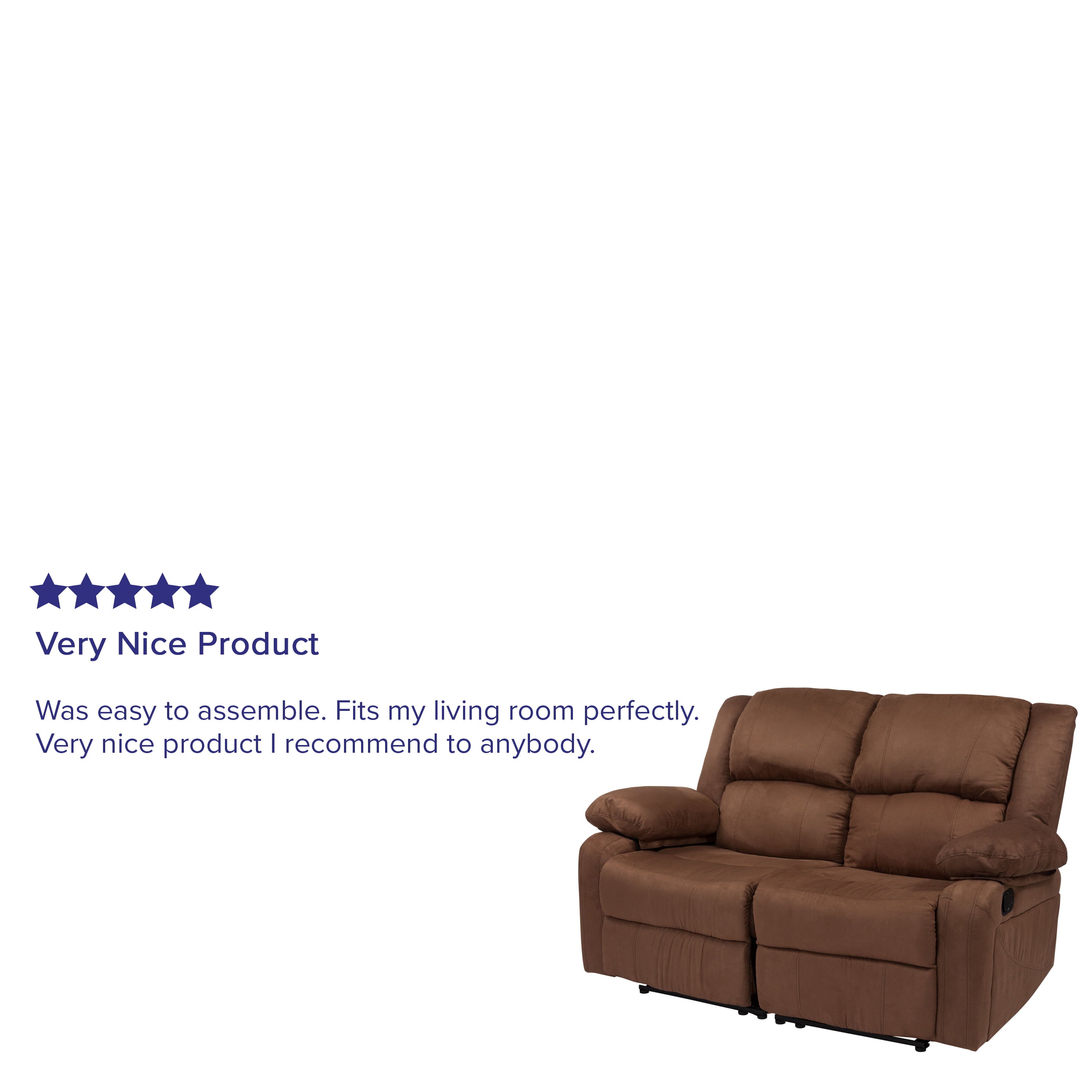 Emma + Oliver Chocolate Brown Microfiber Loveseat with Two Built-In Recliners
