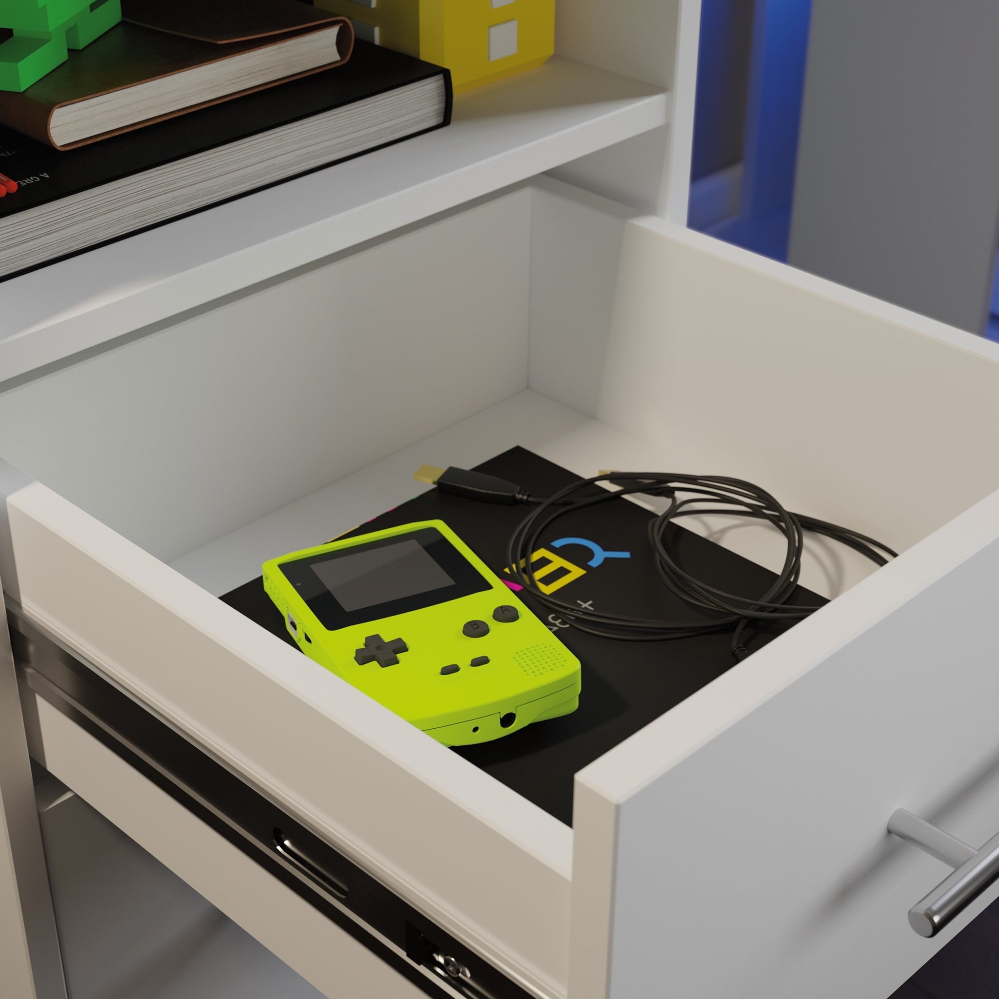 Sauder Gaming Desk with Charcoal Ash Accent Top, White Finish