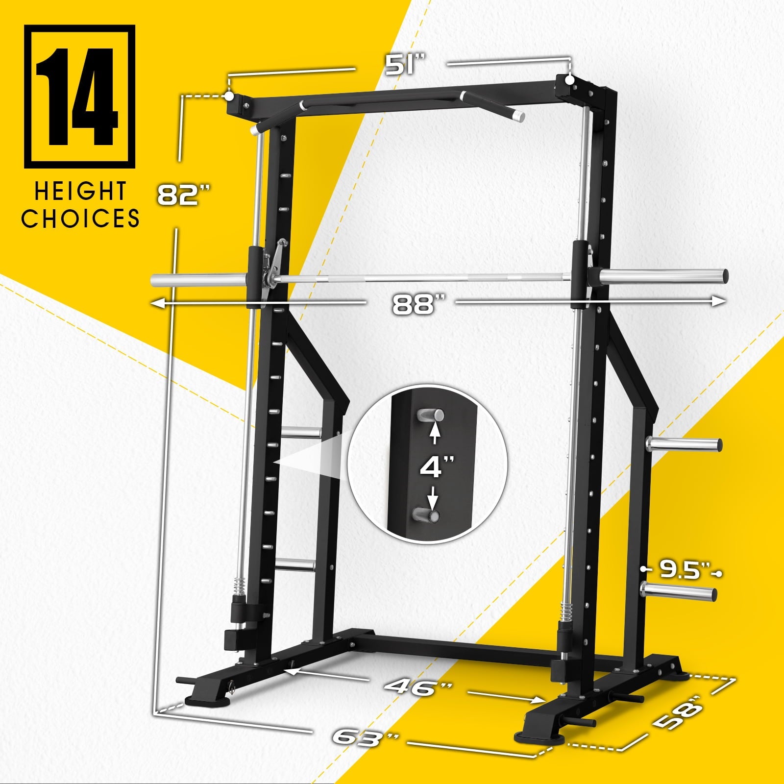 syedee Smith Machine Home Gym, Power Rack Cage with Linear Bearing,Commercial Grade(Black)