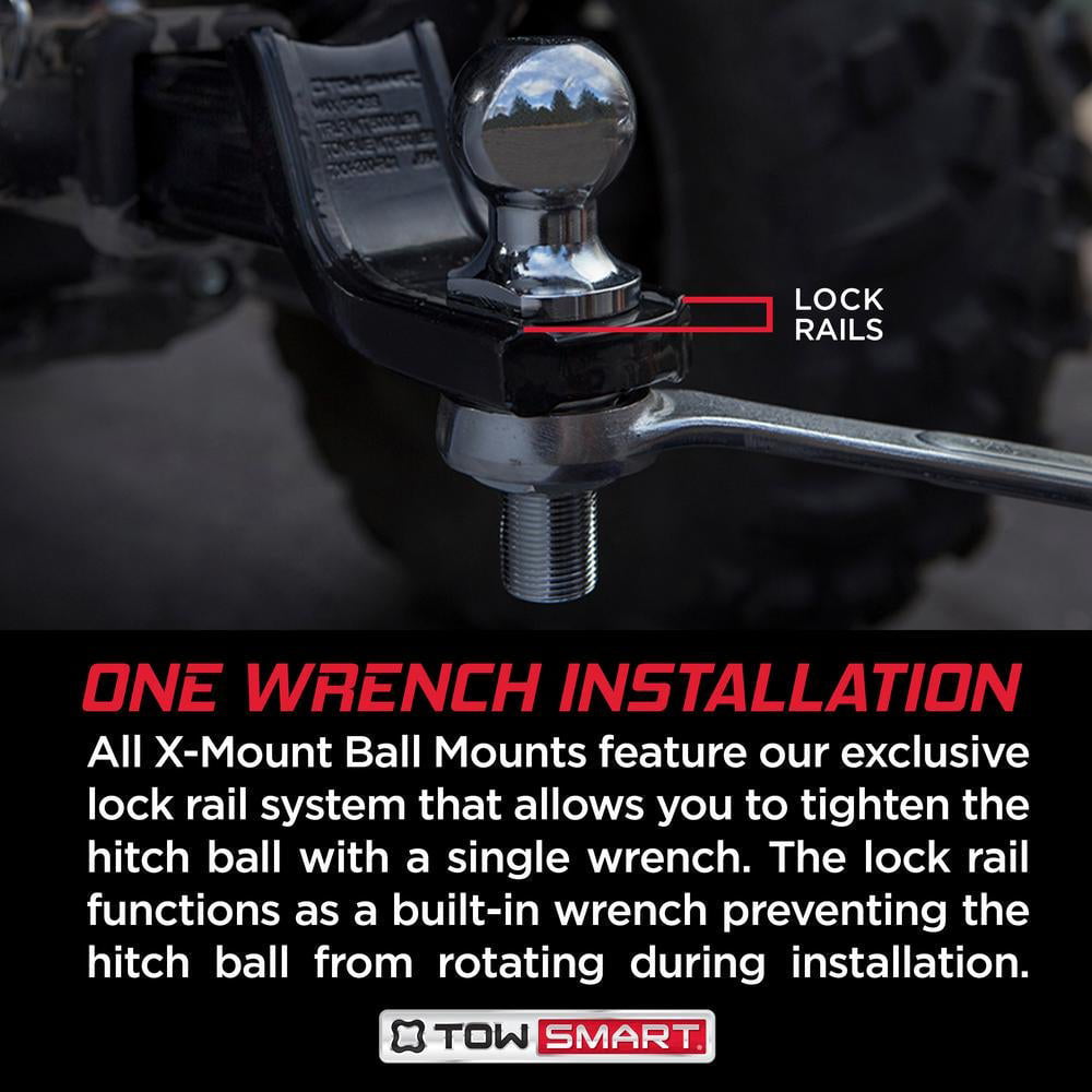 TowSmart Trailer Hitch Ball, Class III, 2in Ball, 1in x 2in Shank, 5000lb, 713, Chrome, 1 Each