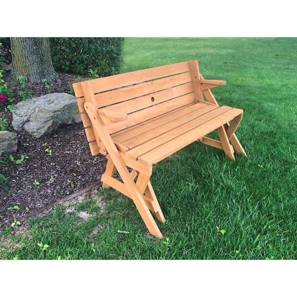 54.25 in. L x 58 in. W x 30 in. H 2 in 1 Picnic Table/Bench