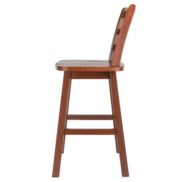 Scalera Ladder-Back Swivel Seat 24 in. H Counter Stool, Walnut