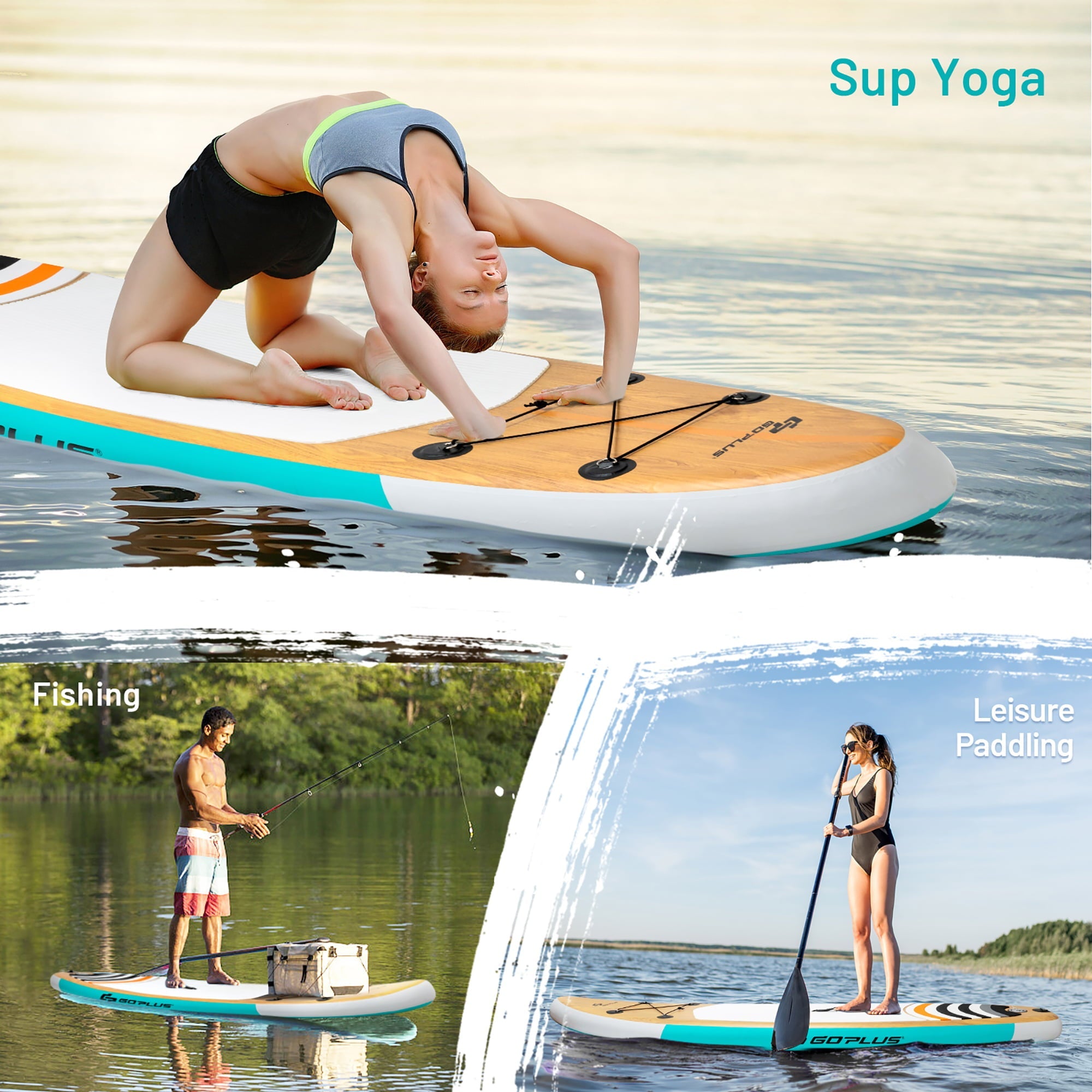 Goplus 11' Inflatable Stand Up Paddle Surfboard W/Bag Aluminum Paddle Pump