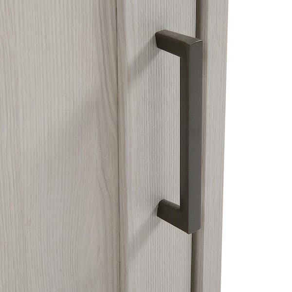 Rustic White Hall Coat Tree with Shoe Storage Bench and Storage Shelves