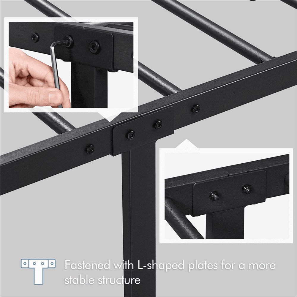 Easyfashion Skylar Cloud-Inspired Design Metal Bed, Queen, Black