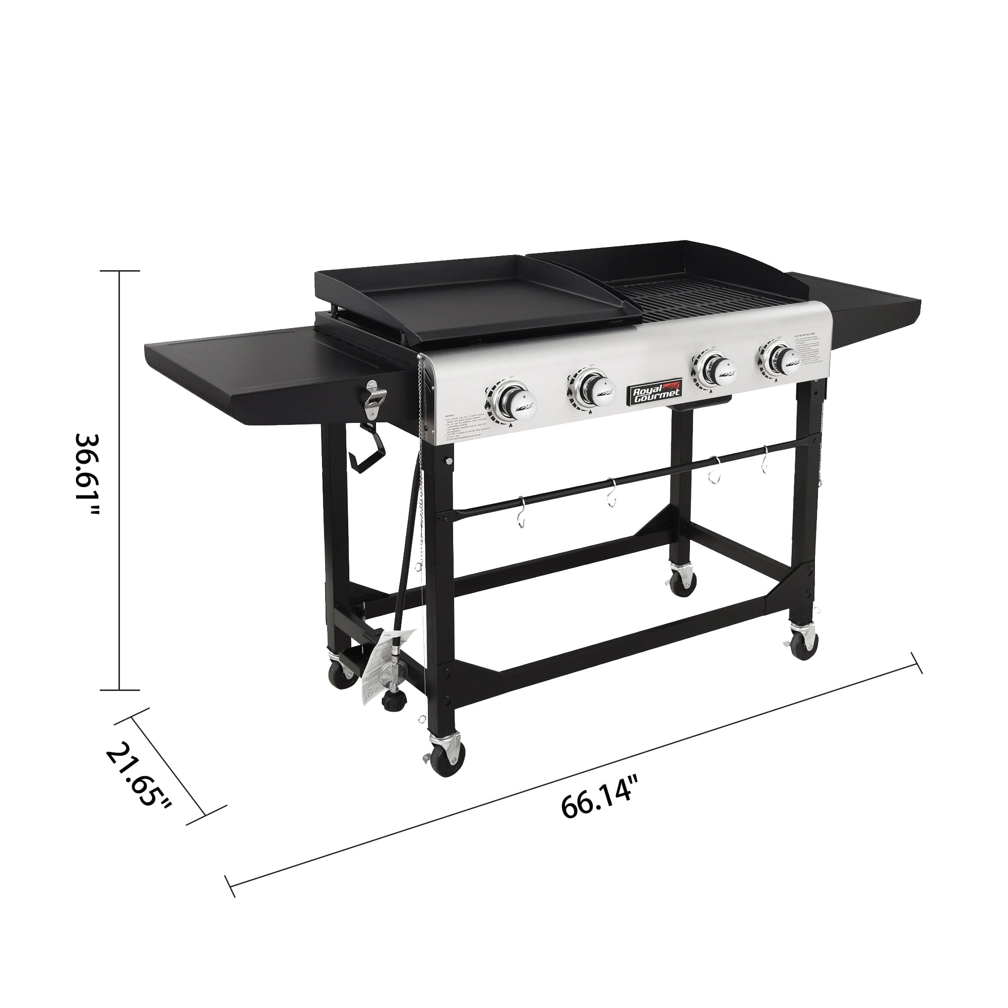 Gourmet GD401C Premium 4-Burner 48000-BTU Folding Gas Grill and Griddle, With Cover