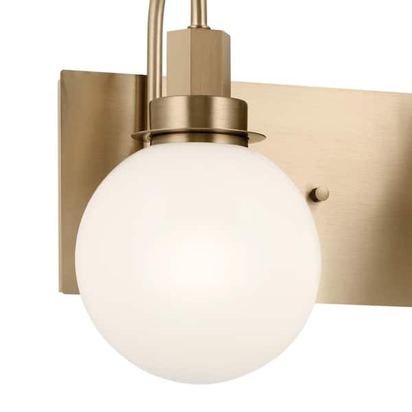 Hex 22.75 in. 3-Light Champagne Modern Bathroom Vanity Light with Opal Glass Shades