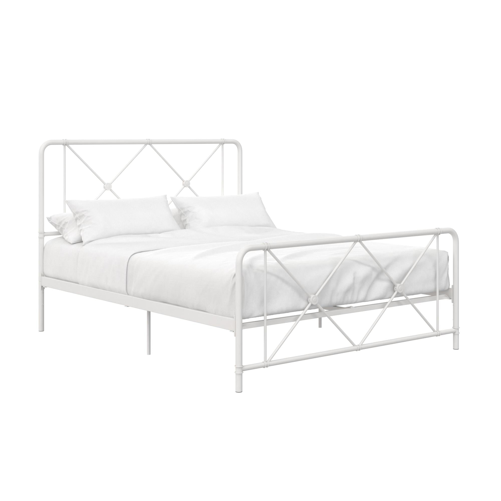 DHP Ally Metal Farmhouse Bed, Full, White