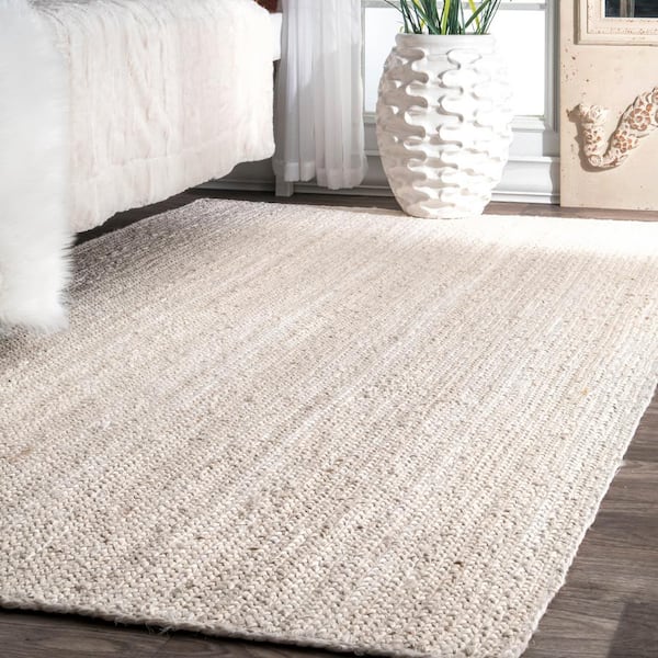 Rigo Chunky Loop Jute Off-White 9 ft. x 12 ft. Farmhouse Area Rug