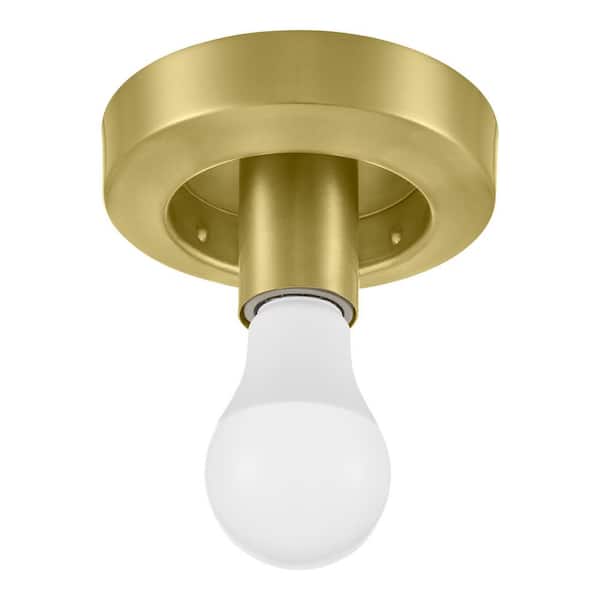 Walsh 8 in. 1-Light Antique Brass Flush Mount with Prismatic Glass Shade