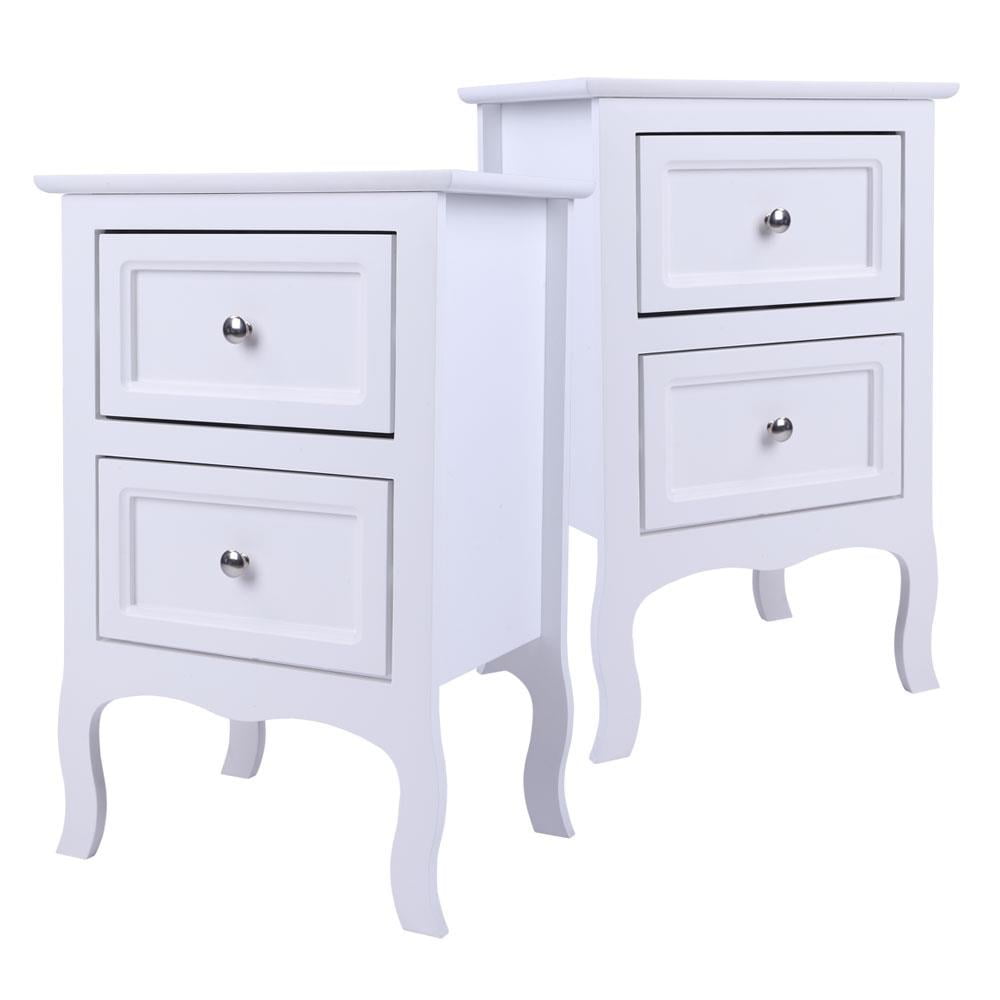UBesGoo Set of 2 Nightstand, Side Table Night Table,White