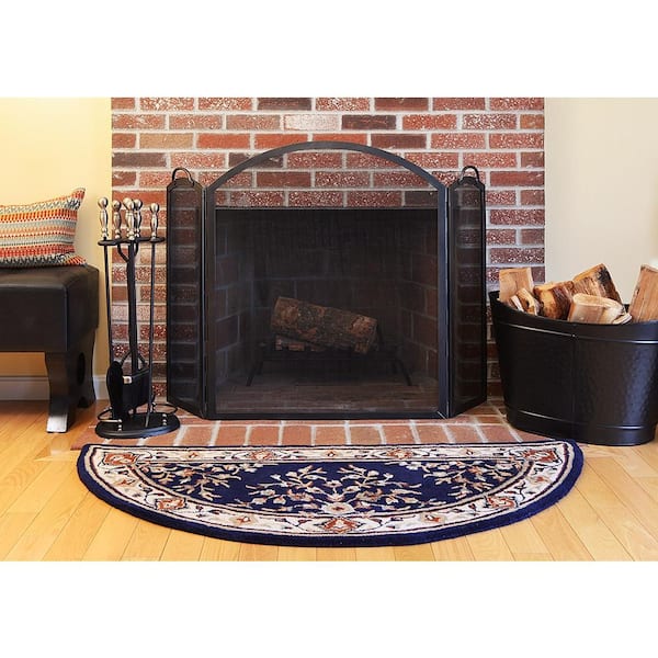 58 in. L Graphite Arched 3-Panel Fireplace Screen