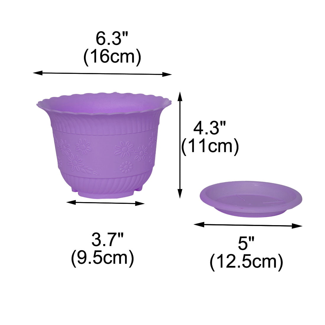 Home Office Plastic Table Decor Flower Plant Pot Planter Container Holder Purple