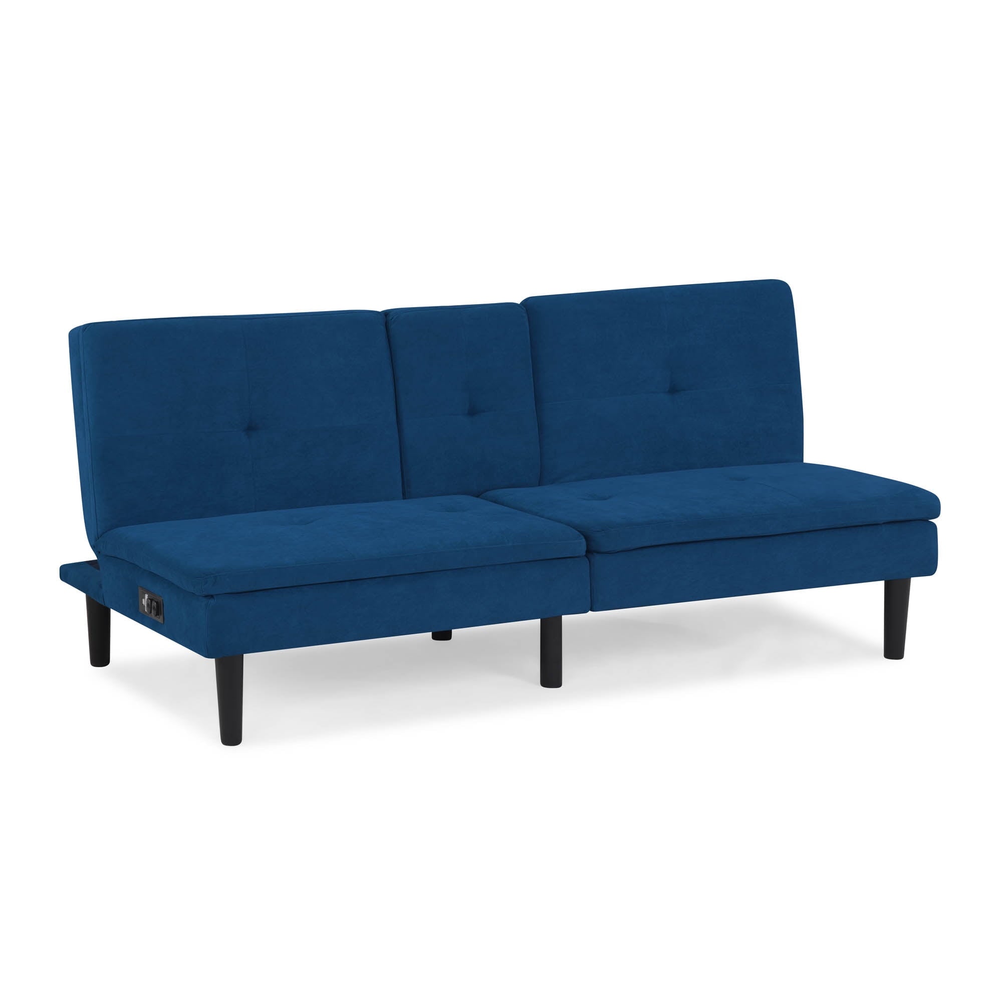 Serta Princeton Modern Futon with Pull Down Drink Tray, Blue Fabric