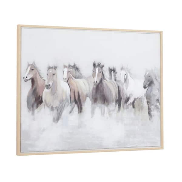 1- Panel Horse Framed Wall Art with Brown Frame 30 in. x 40 in.