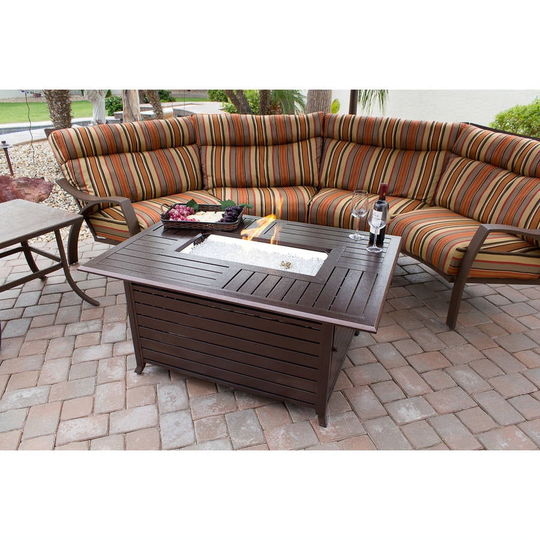 Hiland Rectangular Cast Aluminum Slatted Fire Pit, Bronze