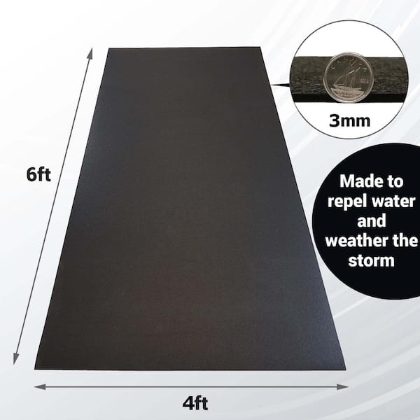 4 ft. x 6 ft. x 0.118 in. Black Rubber Fitness Utility Mat (24 sq. ft.)