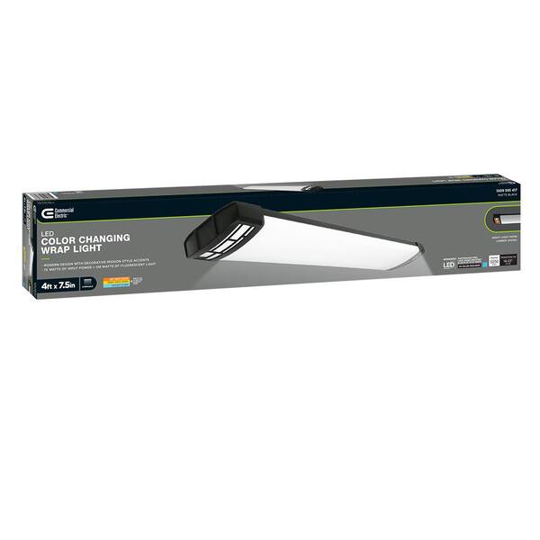 4 ft. 5250 Lumens Integrated LED Matte Black Mission End Caps Wraparound Light Adjustable CCT Night Light (12-Pack)