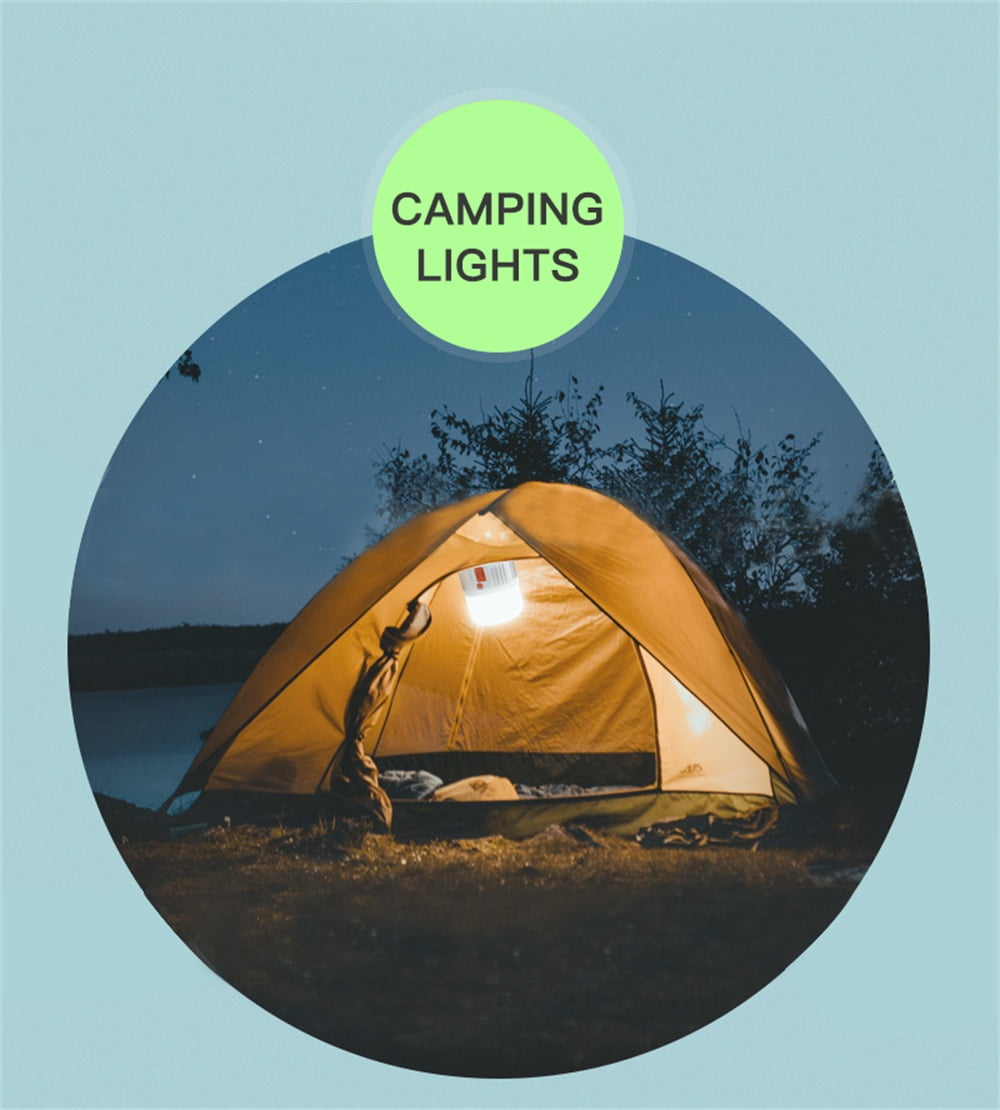 LED Camping Lantern Rechargeable, 4 Light Modes, 2400mAh Power Bank, IP44 Waterproof, Solar Camp Lantern with USB Cable, for Equipment Charging, Life Saving Kit, Hiking, Fishing, Home, Camping
