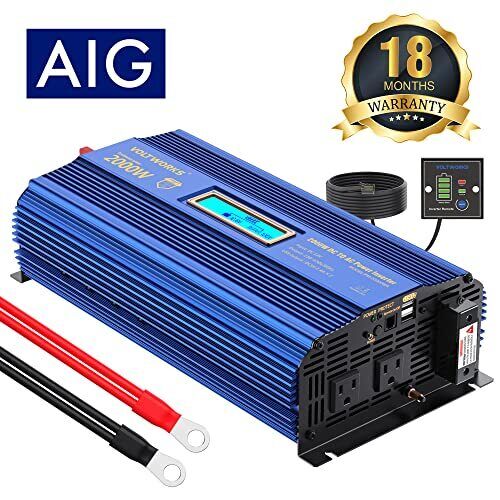 Power Inverter 2000w DC 12V to AC 120V Modified Sine Wave Inverter with 2000W