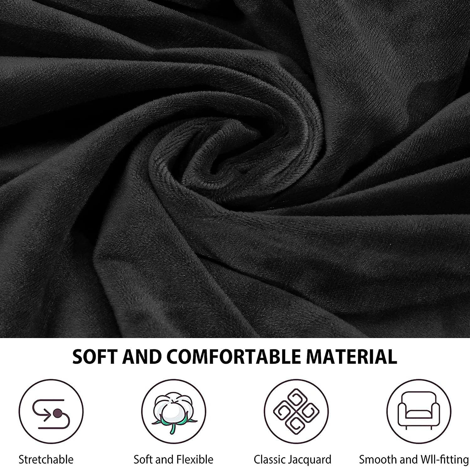 Velvet Office Chair Cover with Arm Covers Stretch Computer Desk Chair Covers Universal Boss Swivel Chair Covers Gaming Chair Covers (M,Black)