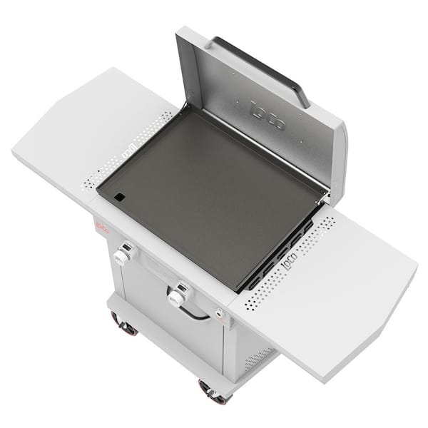 Series II 26 in. 2-Burner Digital Propane SmartTemp Flat Top Grill / Griddle in Chalk Finish with Enclosed Cart and Hood