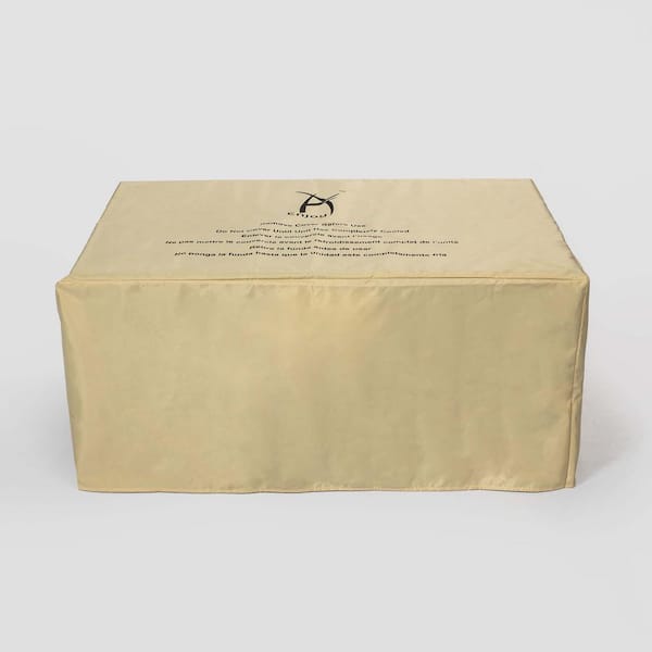 32 in. Brown Rectangle Wicker Ceramic Tile Metal Fire Pit Table