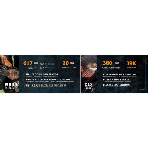 Rider Combo Gas and Pellet Grill in Black with 997 sq. in. Cooking Space