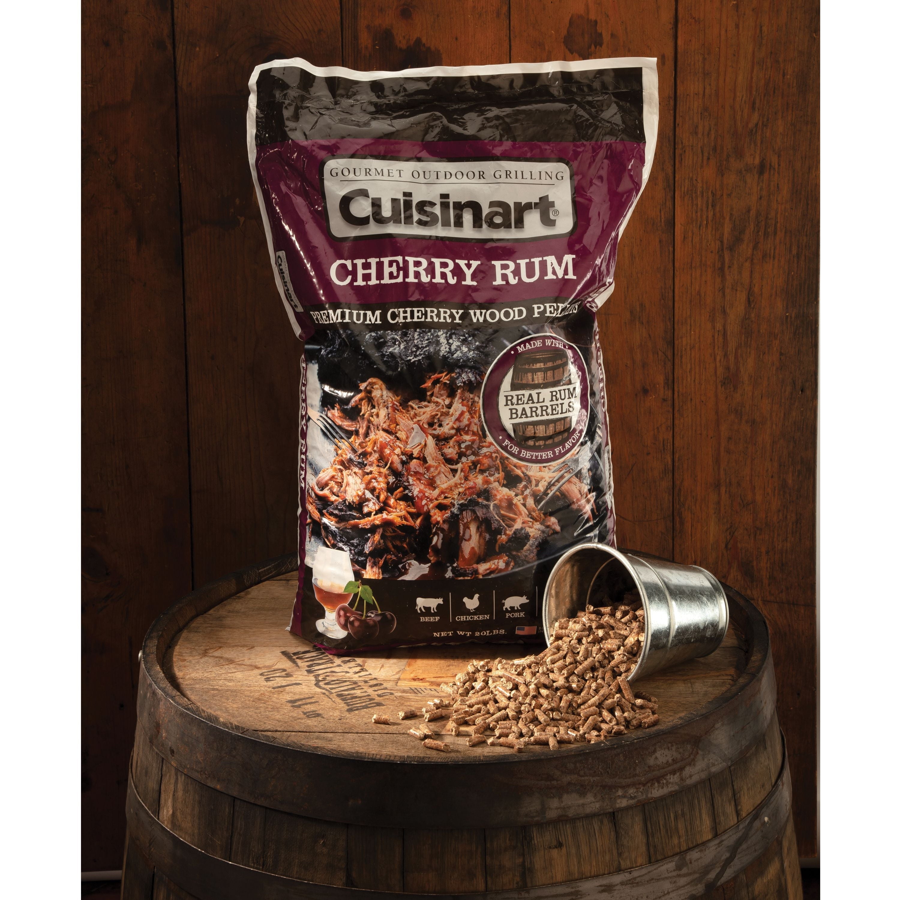 Cuisinart Premium Cherry Rum BBQ Smoking Pellets - 20 lb Bag