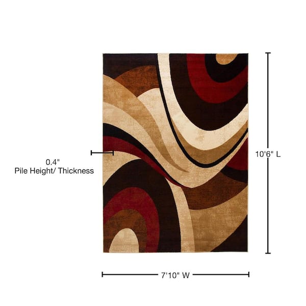 Tribeca Slade Brown/Red 8 ft. x 10 ft. Abstract Area Rug