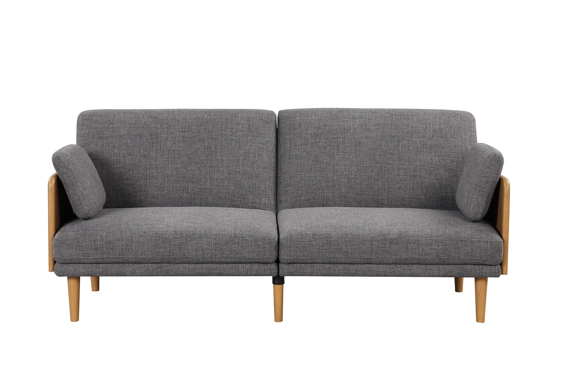 Better Homes & Gardens Futon With Wood Arms, Gray Linen