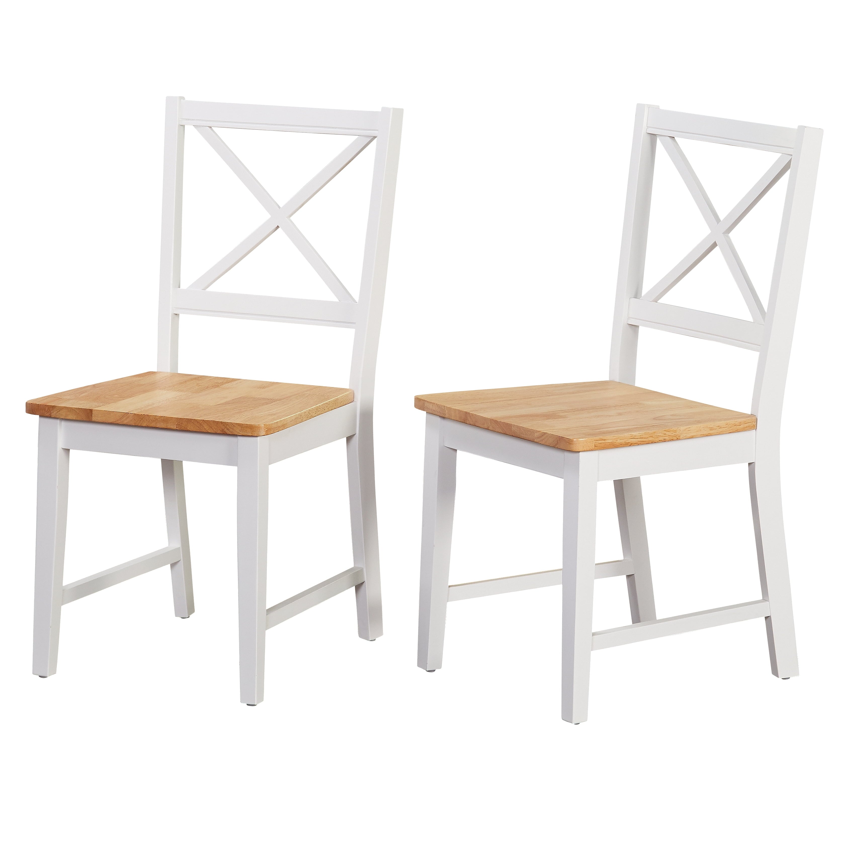 Virginia Cross-Back Chair, Set of 2, White/Natural