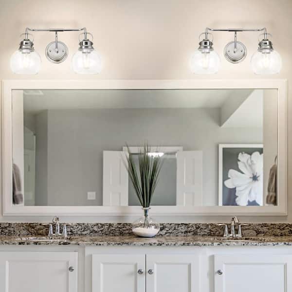 Shirley 17.5 in. 2-Light Metal/ Bubbled Glass Chrome Vanity Light