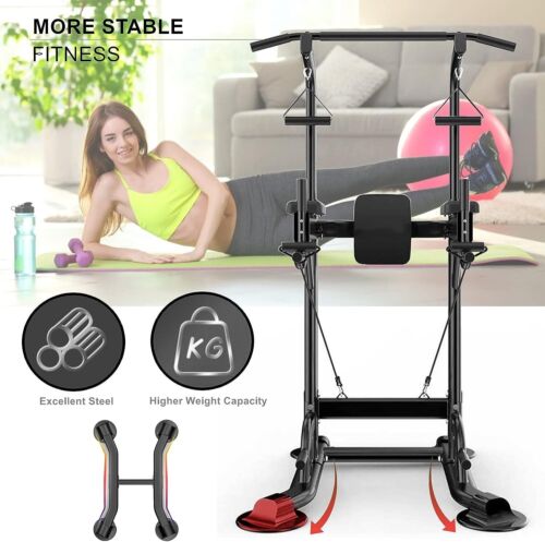 Power Tower Dip Station Pull Up Bar Exercise Tower Adjustable Pull Up Station