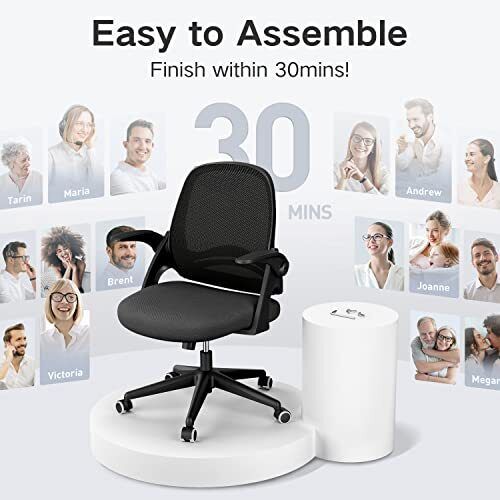 Hbada Office Chair Desk Chair with Flip Up Arm, Breathable Mesh Ergonomic Off...