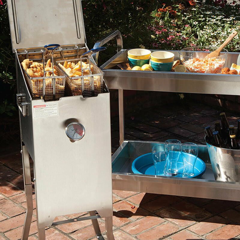 Bayou Classic Freestanding 4 Gallon Stainless Steel Bayou Deep Fryer, Silver