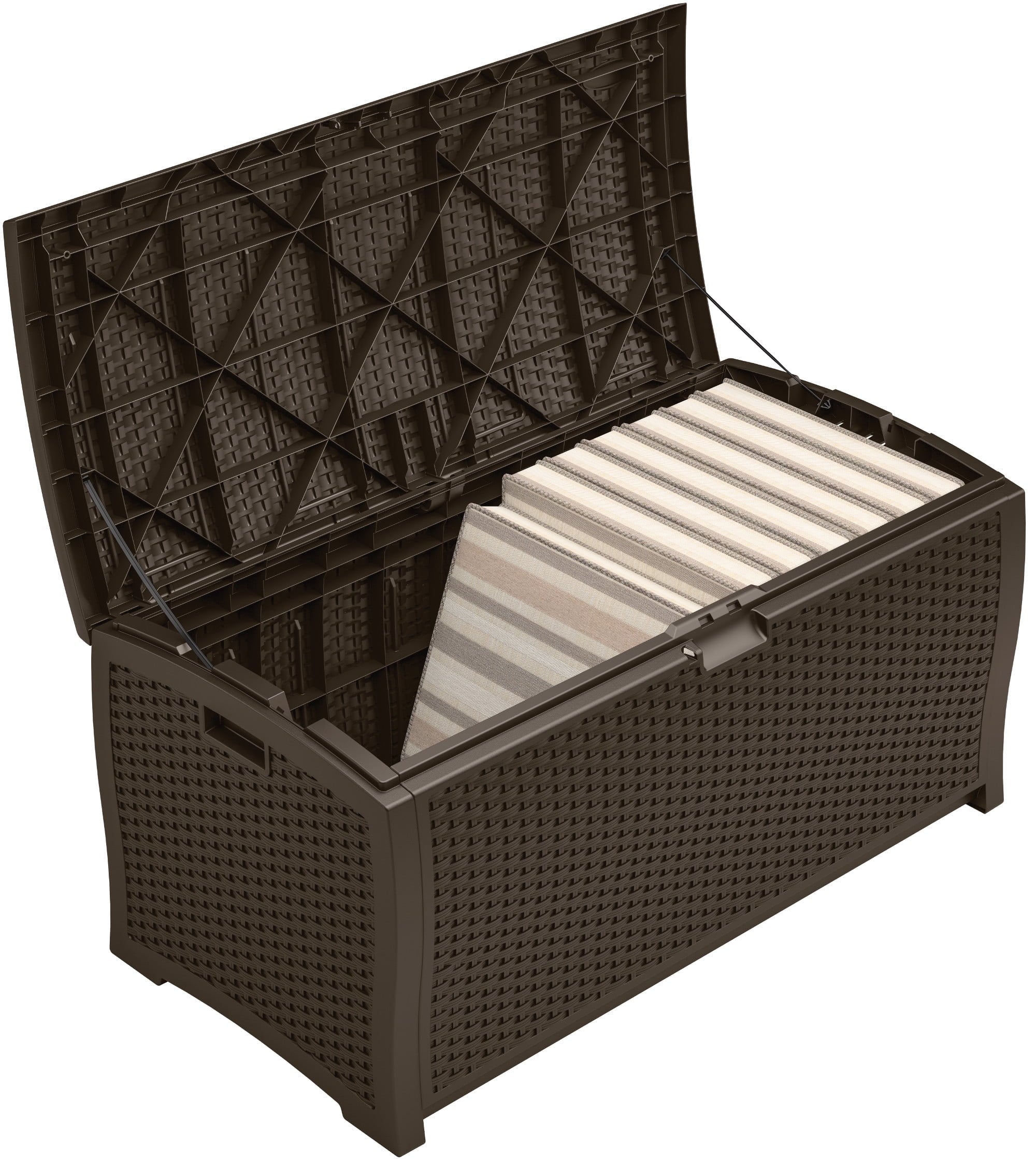 Suncast Resin 99-Gallon Deck Box - Mocha Brown - DBW9200- 52 in D x 27.5 in H x 27.6 in W
